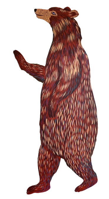 Artwork of a brown bear from a wall in the Coeur d'Alene Public Library Children's Library.