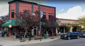 Picture of the library's first location at Fourth Street and Sherman