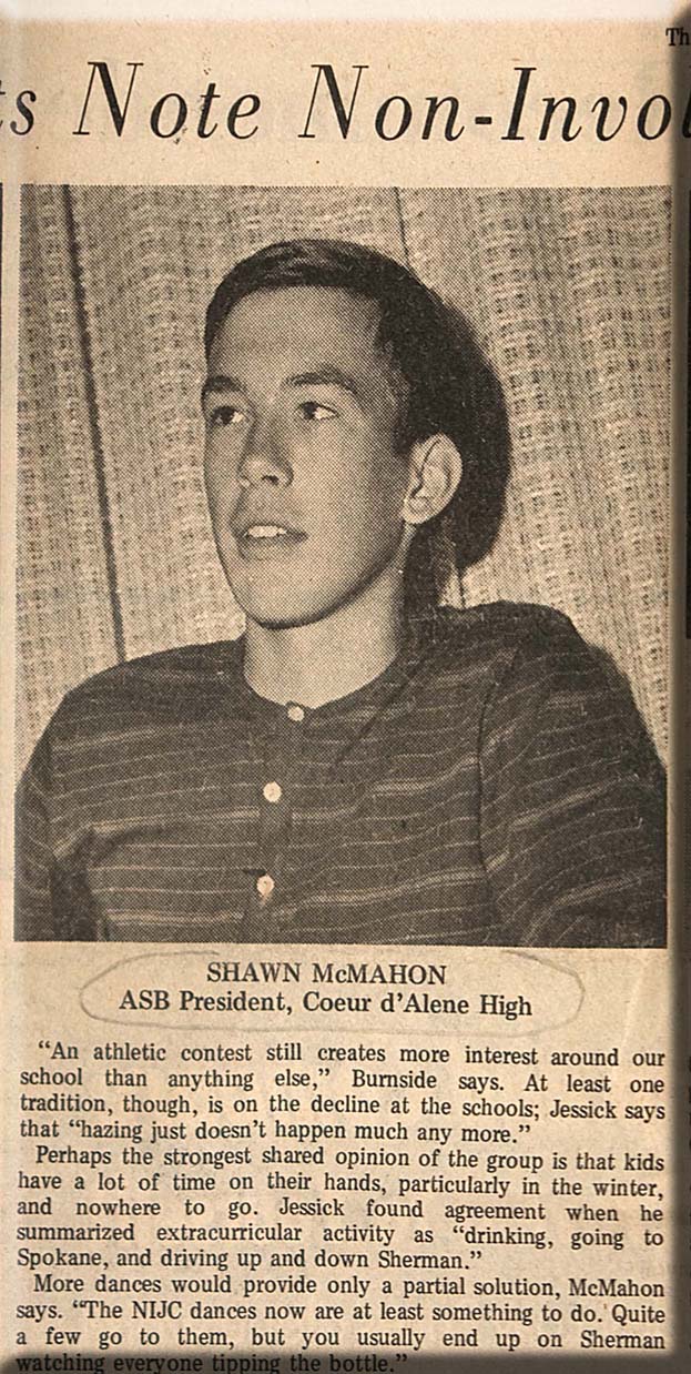 News clipping of Shawn McMahon