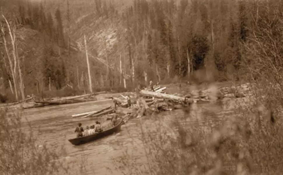 CDA River breaking a log jam circa 1921