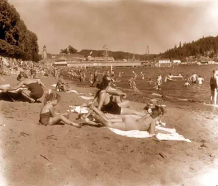 Playland Pier and beach circa 1957