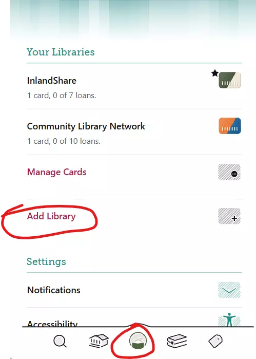 Screenshot of Libby's "Add Library" link.