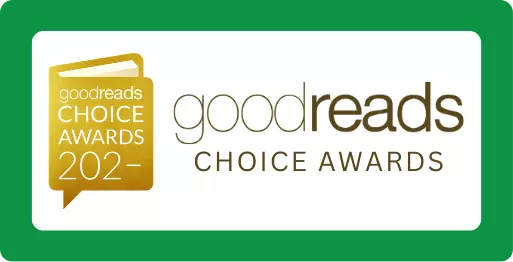 Book in the form of a speech bubble with the words Good Reads Choice Awards 202-.