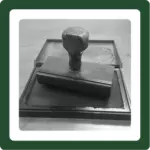 Rubber stamp and ink pad.