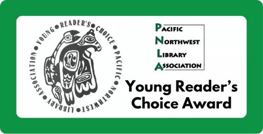 A Native American artwork with words "Pacific Northwest Library Association Young Reader's Choice"