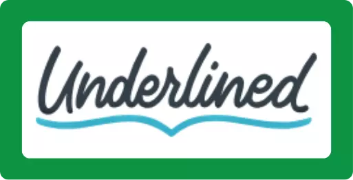 Underlined - word is underlined with a line shaped like an open book.