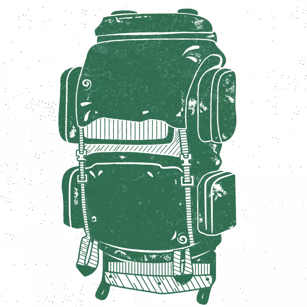 Green hiking backpack