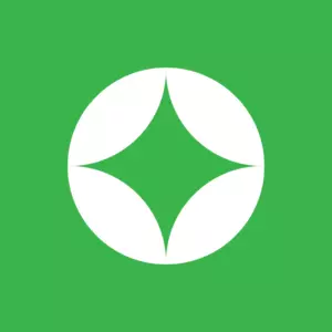 White Icon made of circles on green background