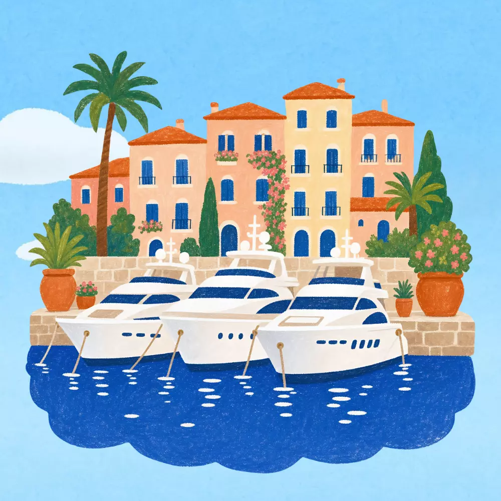 Cartoon of a port in Mexico